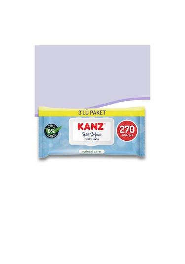 Kanz Natural Care Islak Mendil 3'Lü Paket 270 Yaprak