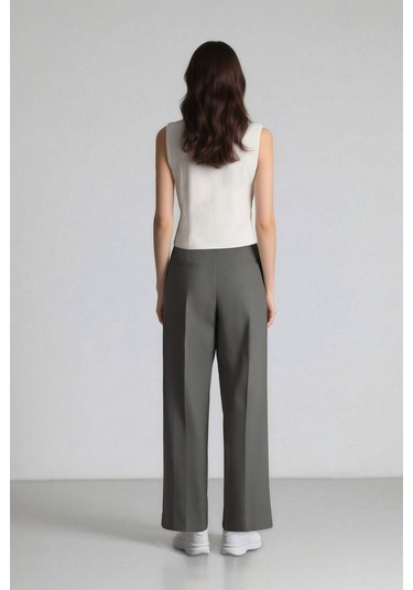DeFacto Wide Leg Pensli Klasik Palazzo Pantolon Geniş Bol Paça Basic Düz Uzun Boy Yüksek Bel Cepli C2020AX25SPGR210