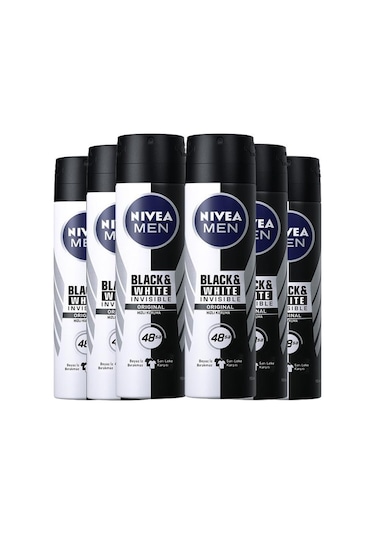 Nivea İnvisible Black&White Power Erkek Sprey Deodorant 6 x 150 ML