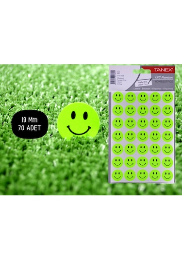 Tanex Tnx-325 Flo Daire Yeşil Gülen Etiketi 19 MM 70 Adet