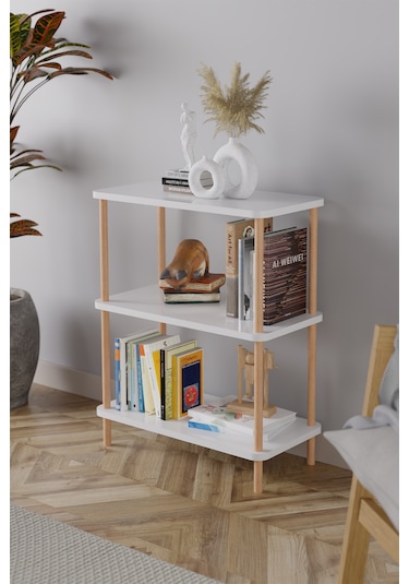 3 Raflı Kitaplık Ahşap Kitaplık Kitap Rafı Ayakkabılık -çam