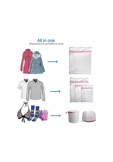 Kangvka 6'lı Çamaşır Sepeti Seti: Delikli Kumaş İçerikli, Hassas Giysiler İçin Koruyucu, Çeşitli Boyutlar S+m+l+xl+2 Bar Sepeti Pembe