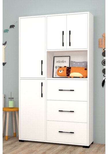 Berlin Çekmeceli Ve Kapaklı Çok Amaçlı Dolap Beyaz