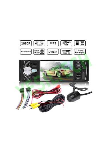 Exvol Araba Oto Teyp+park Kamera Hediyeli 4.1 İnc Ekran 4*60W Bluetooth-MP3-MP5-USB