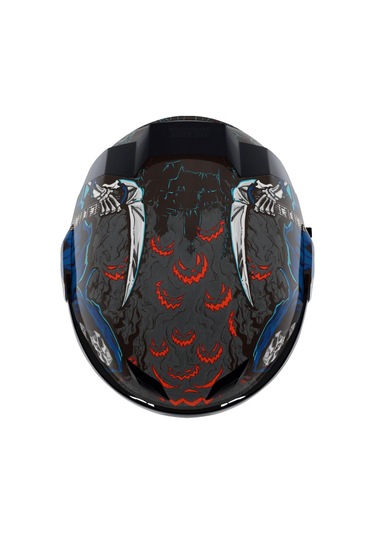 Icon Airflite Trick Or Street 4 Kapalı Motosiklet Kaskı Siyah Mavi Turuncu Kırmızı Siyah - Mavi - Kırmızı