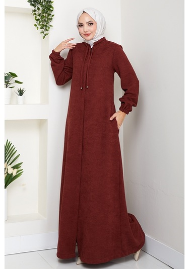 Şönil Gizli Fermuarlı Ferace 1628 - Bordo Bordo