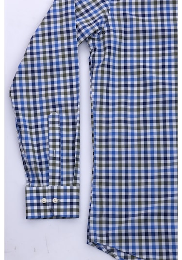 Giant Modern Fit Uzun Kol Kareli Erkek Gömleği - Günlük & İş Mavi