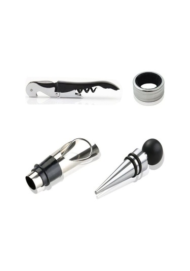 Kutulu 4 Parça Şarap Tirbüşon Şaraplık Şarap Açacağı Seti cin374