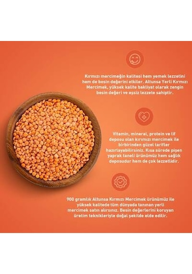 Altunsa Yerli Kırmızı Mercimek 2 x 900 G
