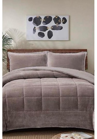 Pumi Çift Kişilik Yorgan Takımı 220x240 Cm Mürdüm Mürdüm
