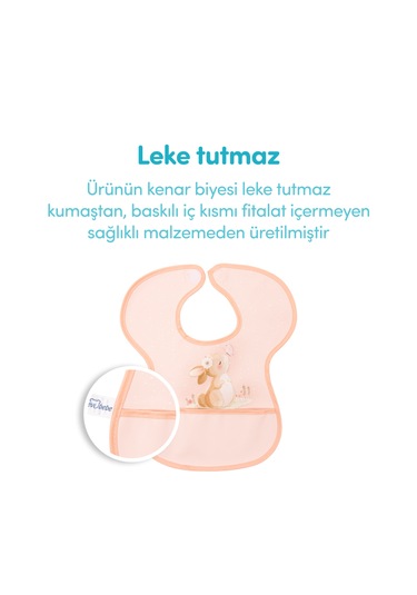 Sevi Bebe Cırtlı Muşamba Önlük Mutlu Tavşan Art 22-183 Somon