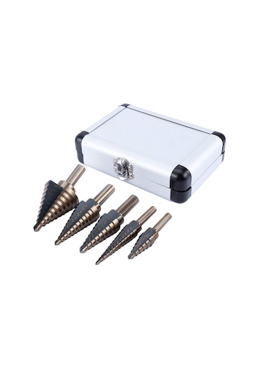 Adım Matkap, 5 Adet. Klasik Titanyum Kademeli Matkap Seti Metal