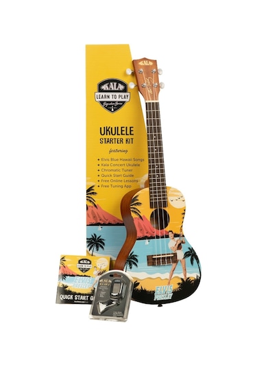 Kala Elvis Blue Hawaii  Concert Ukulele Eğitim Seti