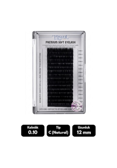 Misyul 0.10c Natural Kıvrım 12 Mm Soft Eyelash Doğal İpek Kirpik 16'lı