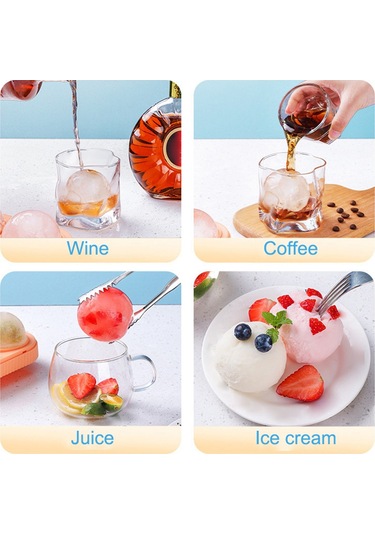 Xurunkeji Buz Topu Makinesi Büyük 6,5 Cm Büyük Yuvarlak Küre Yüksek Toplar Buz Şekli Küp Kalıp Tepsisi Viski Kokteyl Bar Aletleri İçin, Turuncu Turuncu