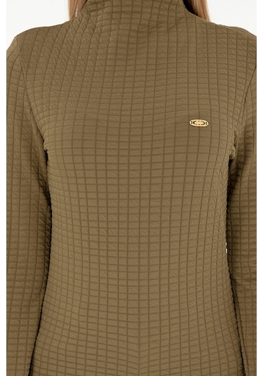 U.S. Polo Assn. Kadın Haki Dik Yaka Sweatshırt 50292421-VR027