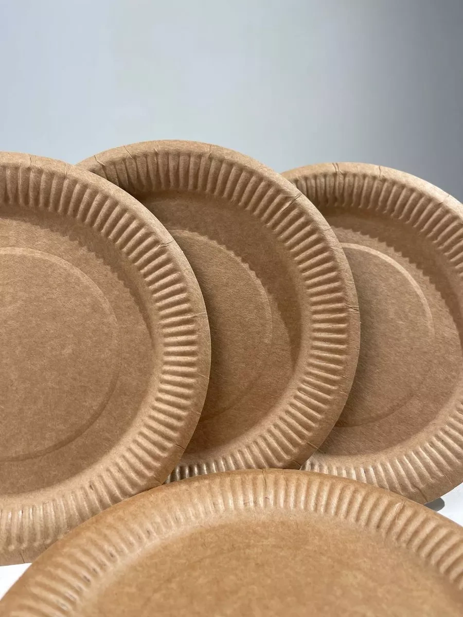 Euecopack Kraft Kağıt Tek Kullanımlık Tabaklar, 18 Cm, 50'li Paket 224625801 100 adet