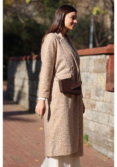Giyim Dünyası Kadın Buklet Oversize Kaban Bej 001