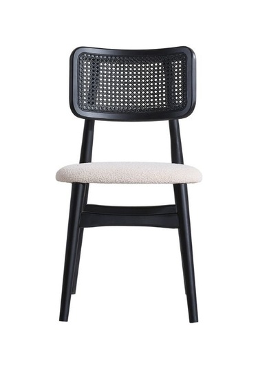 Helios Hazeranlı Ahşap Bohem Sandalye Siyah - Krem