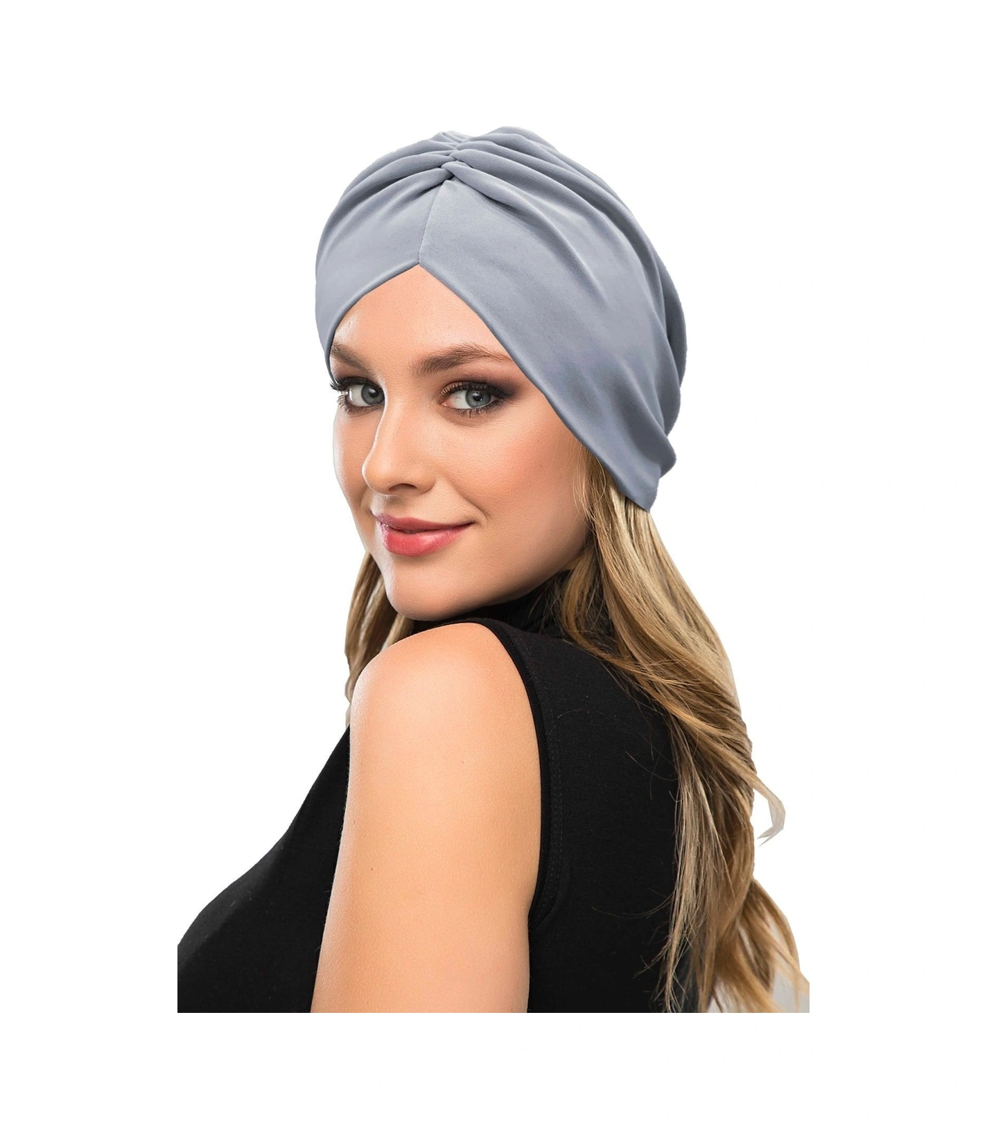 Büzme Çift Taraflı Açık Gri Hazır Türban Tesettür Havuz Bonesi Açık Gri
