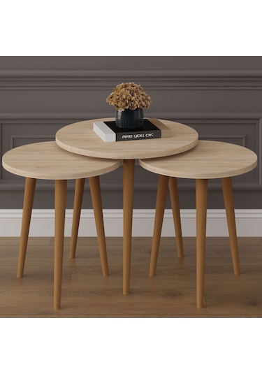3 Lü Yuvarlak Zigon Sehpa Ahşap Ayaklı-sehpa01-sonoma