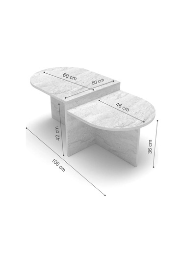 Tv Sehpası Ünitesi Tekli Orta Sehpa 3'lü Zigon Sehpa Set Üç Ürün Beyaz Beyaz