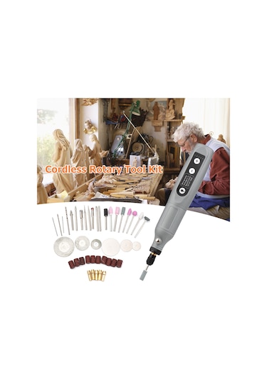 Ximistore9 Geevorks Şarjlı Mini Taşlama Makinesi, El Tipi Gravür Ve Cilalama Seti, Led Aydınlatmalı Gri Model