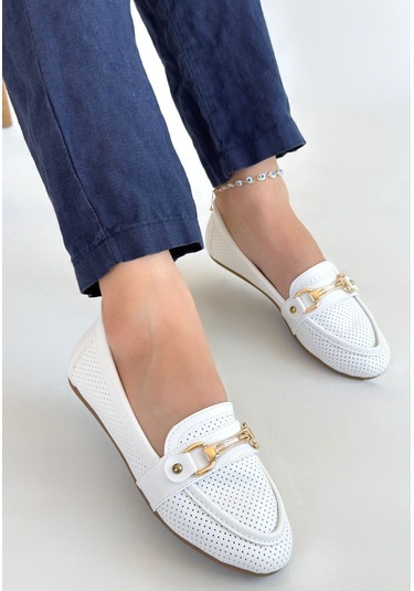 Rain Beyaz Cilt Babet Ayakkabı Beyaz