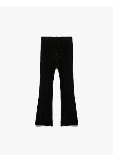 Koton Beli Lastikli Basic İspanyol Paça Kadife Tayt Siyah 6wmg40075ak Siyah