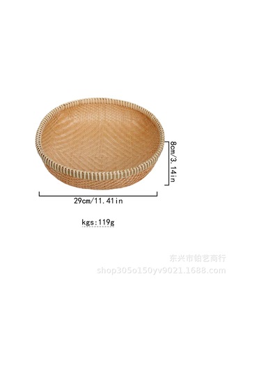 Bambu Sepeti Meyve Ve Sebze Depolama Sepeti Faraş Bambu El Yapımı Ürünler Yuvarlak Delikli Dokuma Sepet Kahverengi - Krem