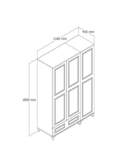 Moxen Mobilya DBC2 Çekmeceli 3 Kapılı Dolap
