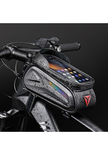 Wheel Up Su Geçirmez Bisiklet Üstü Ön Boru Çerçeve Çantası Büyük Kapasiteli 7 İnç Dokunmatik Ekran Telefon Çantası - Çok Renkli Yansıtıcı Çok Renkli