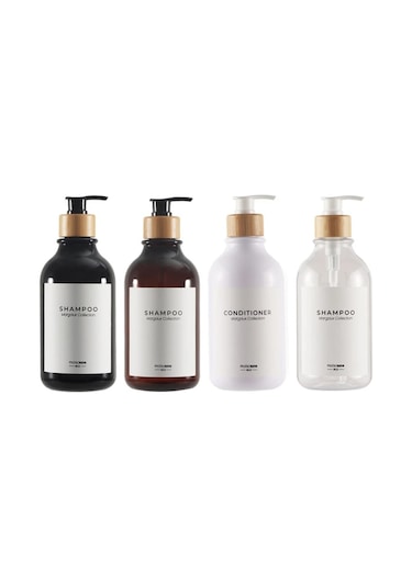 Black-300ml-500ml Sabunluk Buzlu Doldurulabilir Şampuan Pompası Şişesi Sabun Losyon Kabı Sabun Pompası El Yıkama Banyo Aksesuarları