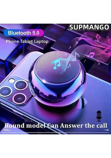 Zyzqstore Kablosuz Bluetooth Hoparlör - Taşınabilir Çelik Tabanca Ses Sistemi