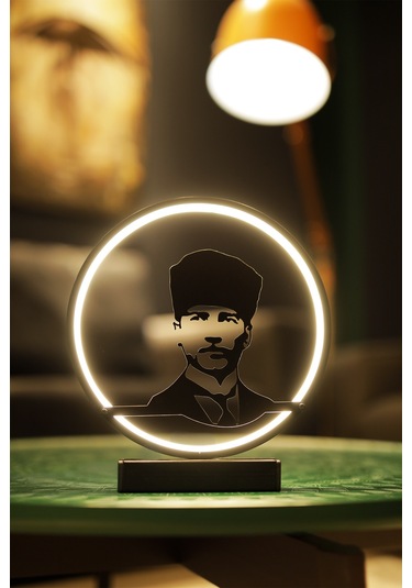 Atatürk Silüetli Metal Led Masa Lambası Dekoratif Işıklı Gece Lambası Modern Tasarım Ataturk