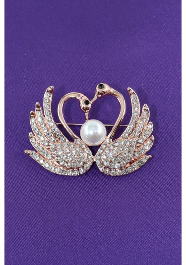 Aşık Kuğu Broş. Altın Renkli Kalpli Aşık Kuğulu Yaka İğnesi Broş. Kadın Broş. Kuğu Broş. Kalp Broş Gold
