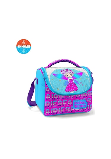 Coral High Kids Pembe Mavi Peri Desenli Simli Thermo Beslenme Çantası 11853