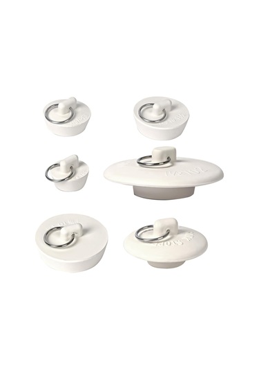 Monyee 6 Boyutlu Kauçuk Su Tıkacı Seti: Mutfak, Banyo Ve Çamaşırhane İçin Sıvı Kontrolü, Drenaj Kaçaklarını Engelleme Aksesuarı Beyaz