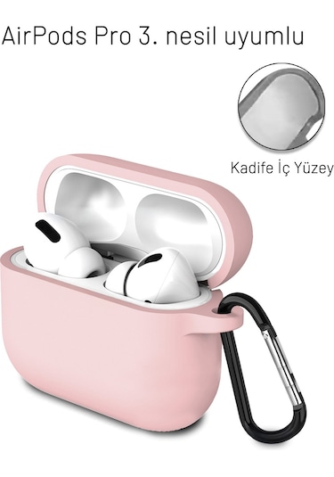 Airpods Pro 3 2025 Uyumlu Mat Silikon Kılıf 1 Kalite +kanca Pembe