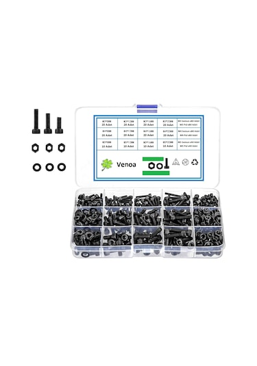 Venoa İcsp600 İmbus Civata Somun Pul Seti M3, M4, M5 Çantalı 600 Parça Diğer