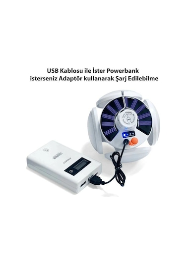 P-038 Solar Güneş Enerji Ve Usb Sarjli 5 Kanatlı 1