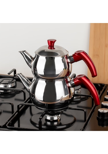 Porsima 2 Nolu Dayanıklı Mini Boy Paslanmaz Çelik Çaydanlık Takım