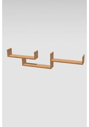 Ahşap Dekoratif Duvar Rafı Üçlü