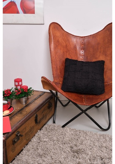 Peraluna Foam Pıllow Şifon Şerit Triko Yastık Kılıfı 45x45 Cm Siyah - Siyah