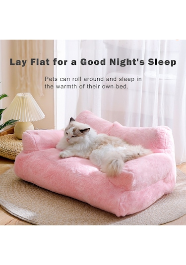 Geeksen Kedi Yatağı Ultra Yumuşak Peluş Malzeme Köpek Kedi Yatakları Kapalı