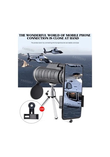 Or-1000 50x60 Monoküler Dürbün Telefon Ve Tripod Uyumu Siyah