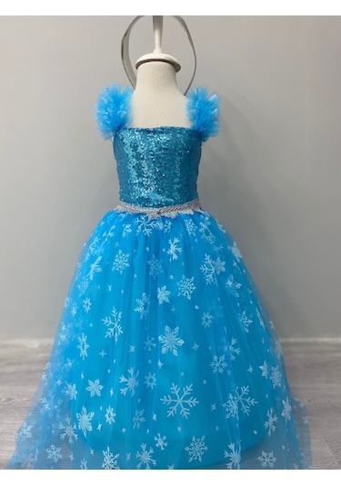 Kara Kedi Kostüm Evi- Kısa Kol Elsa Kostümü Mavi