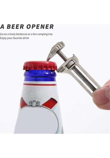 Moly Şişe Açacağı Anahtarı, Paslanmaz Çok Amaçlı Alet, Ayarlanabilir Kaldıraç Çubuğu, Gümüş Renk Gümüş