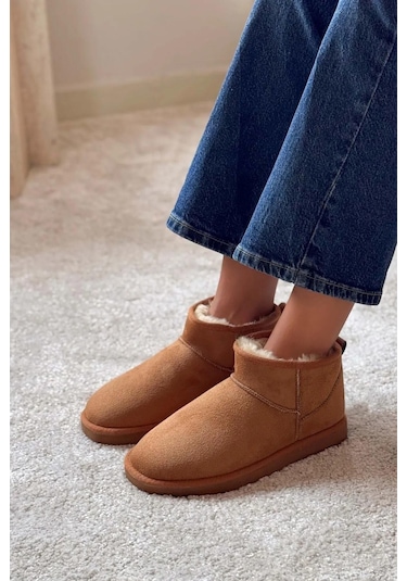 Pierre Cardin 52126 Süet İçi Kürklü Mini Boy Bilekte Kısa Kadın Bot Taba