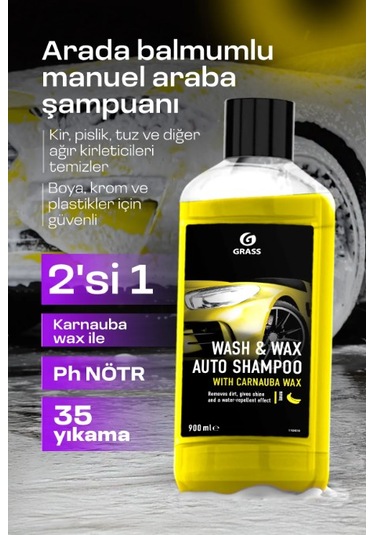 Araba Yıkama Şampuanı Wash Wax 900ml Oto Şampuanı & Boya Koruyucu